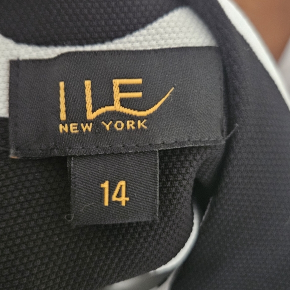 NWOT ILE New York Wavy Design Dress Black and White w/Belt - Picture 7 of 7